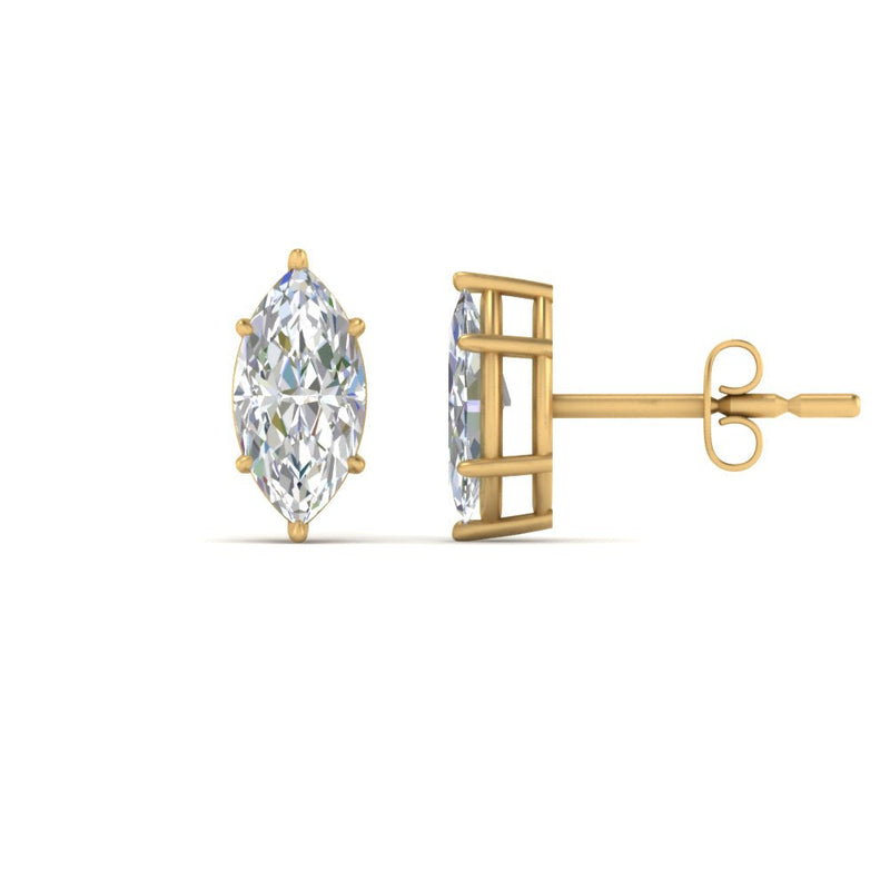 6 Prong Marquise Diamonds Solitaire Stud Earring in Basket Setting