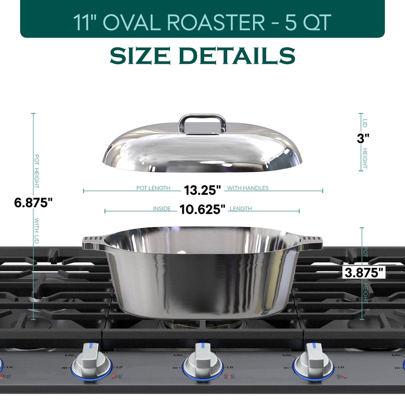 Oval Dutch Oven with Lid - 5 Quart (11 Inch)