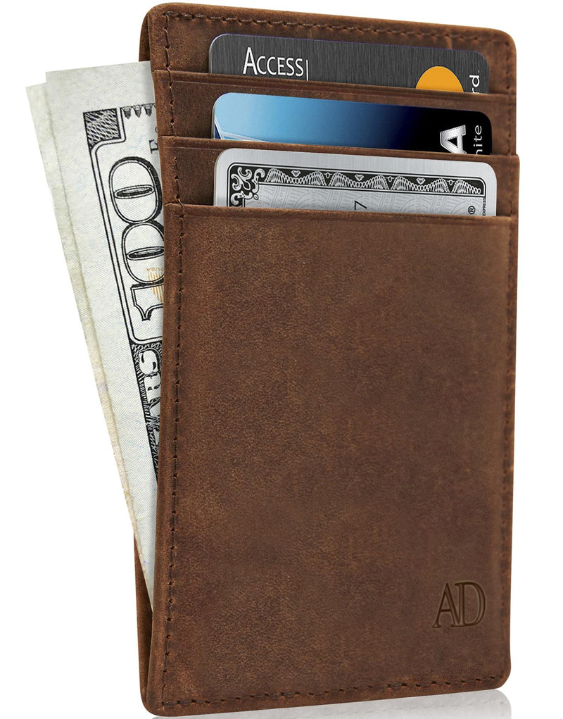 Genuine Leather Slim Card Holder – RFID Blocking, Minimalist