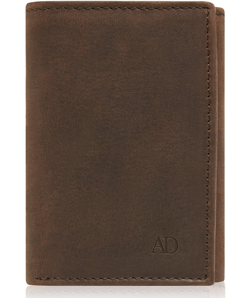 Genuine Leather Slim Trifold Wallet – ID Window, RFID Blocking