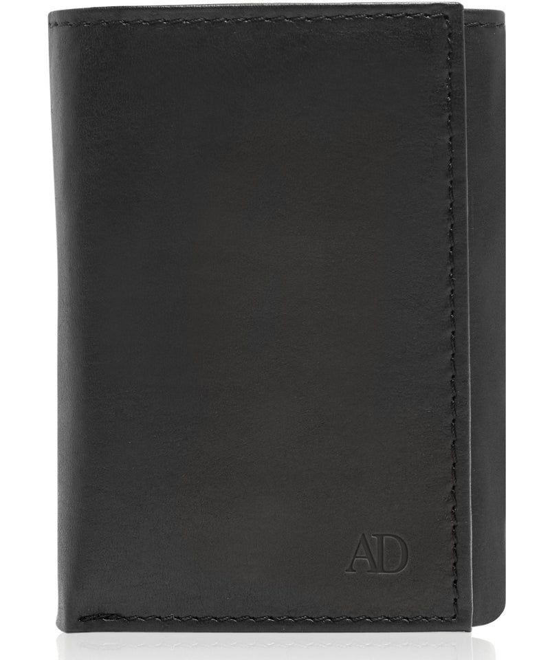 Genuine Leather Slim Trifold Wallet – ID Window, RFID Blocking