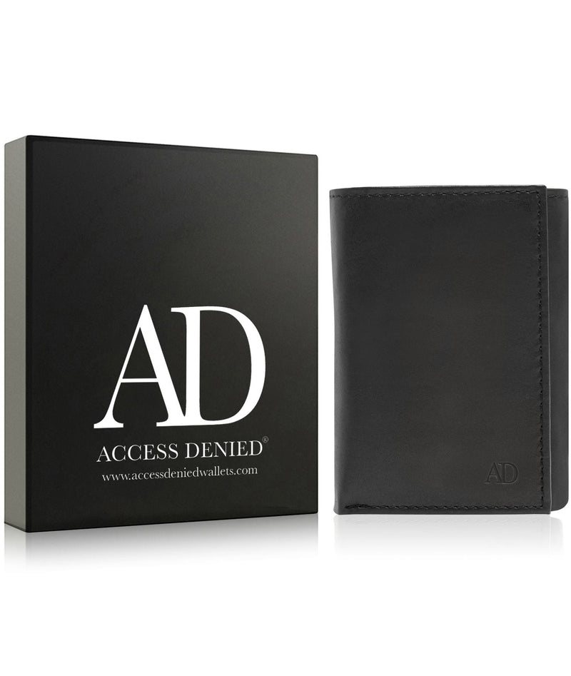 Genuine Leather Slim Trifold Wallet – ID Window, RFID Blocking