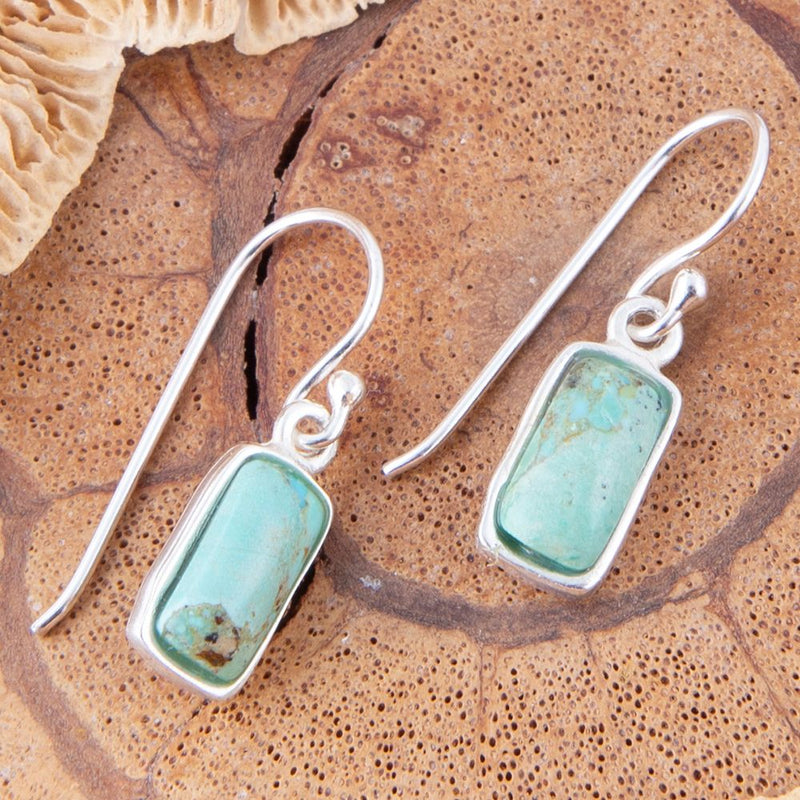 Small Blue Turquoise and Sterling Silver Drop Earrings
