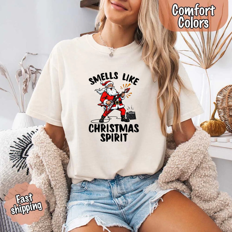 Smells Like Christmas Spirit Funny Santa Comfort Colors T-shirt