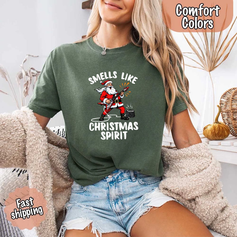 Smells Like Christmas Spirit Funny Santa Comfort Colors T-shirt