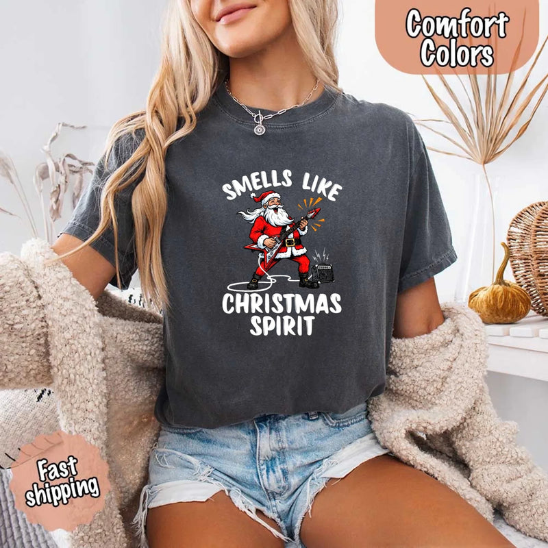 Smells Like Christmas Spirit Funny Santa Comfort Colors T-shirt