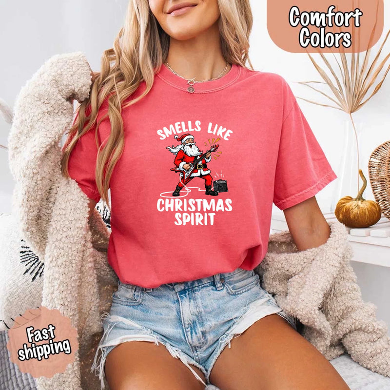 Smells Like Christmas Spirit Funny Santa Comfort Colors T-shirt