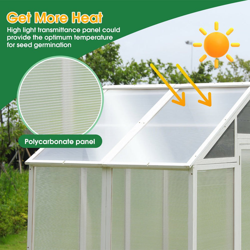 Outdoor Walk-In Polycarbonate Garden Greenhouse With Drain Holes, 4x6FT (SAK51873)