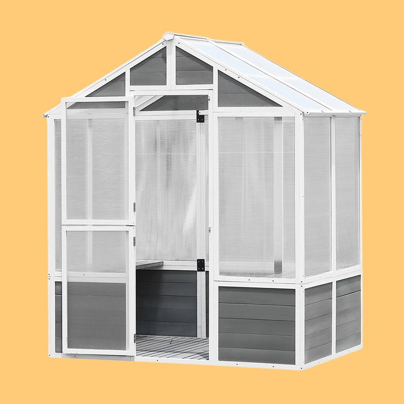 Outdoor Walk-In Polycarbonate Garden Greenhouse With Drain Holes, 4x6FT (SAK51873)