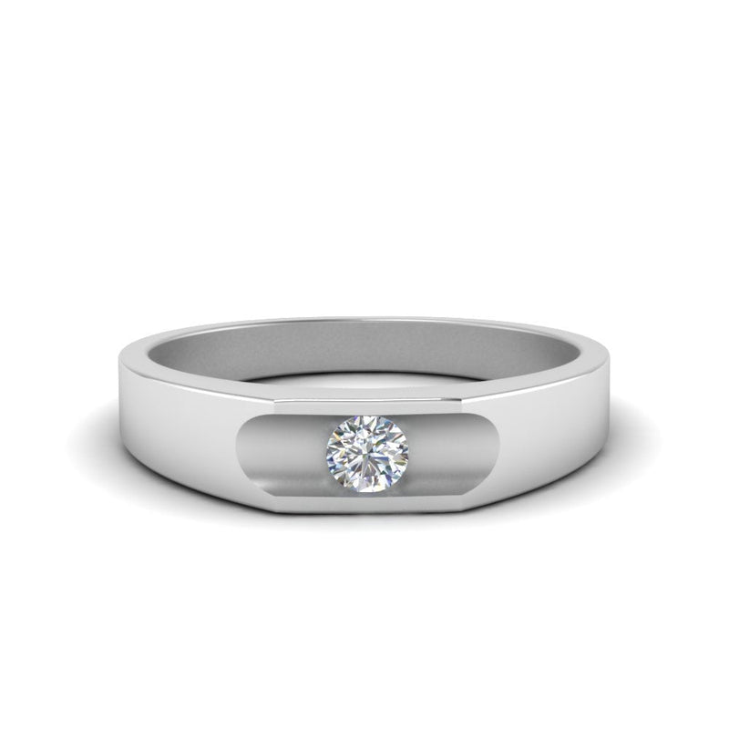 Half Bezel Solitaire Mens Diamond Ring