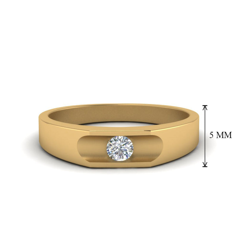 Half Bezel Solitaire Mens Diamond Ring