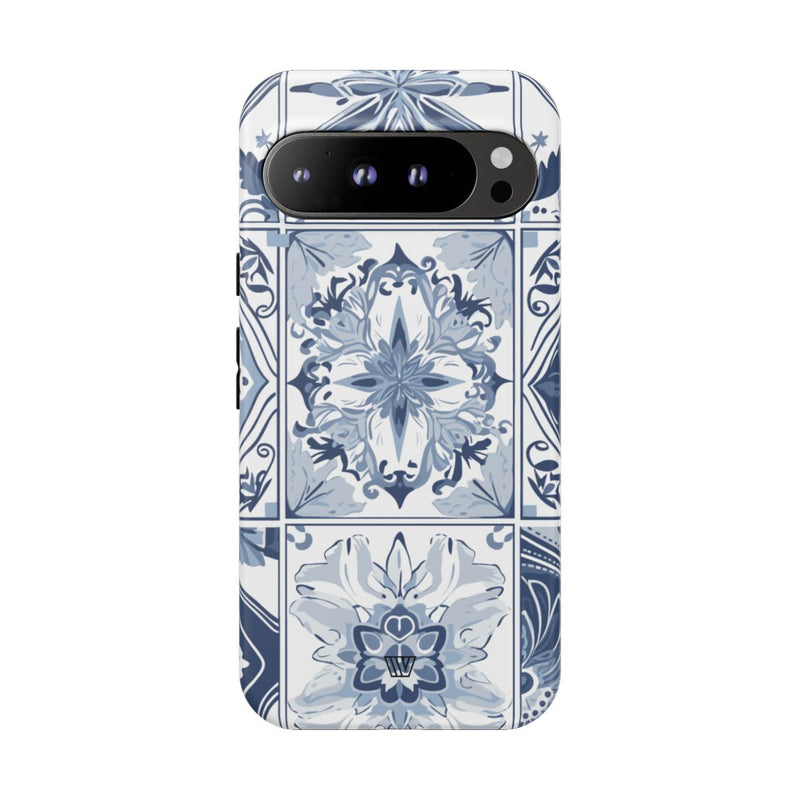 BLUE WHITE TILE | Tough Phone Case