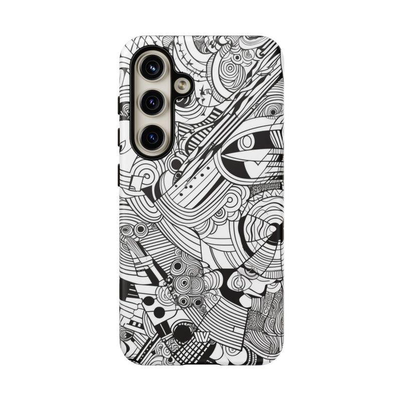 B&W ABSTRACT DOODLE | Tough Phone Case