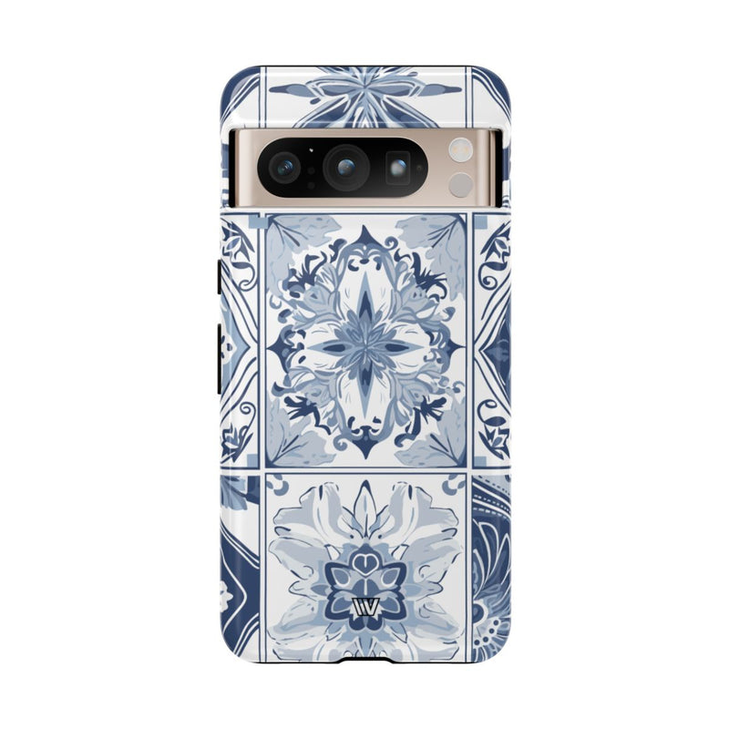 BLUE WHITE TILE | Tough Phone Case