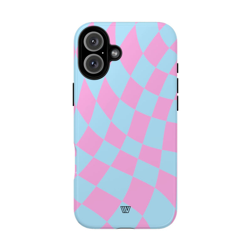 BLUE PINK CURVY CHECKERBOARD | Tough Phone Case
