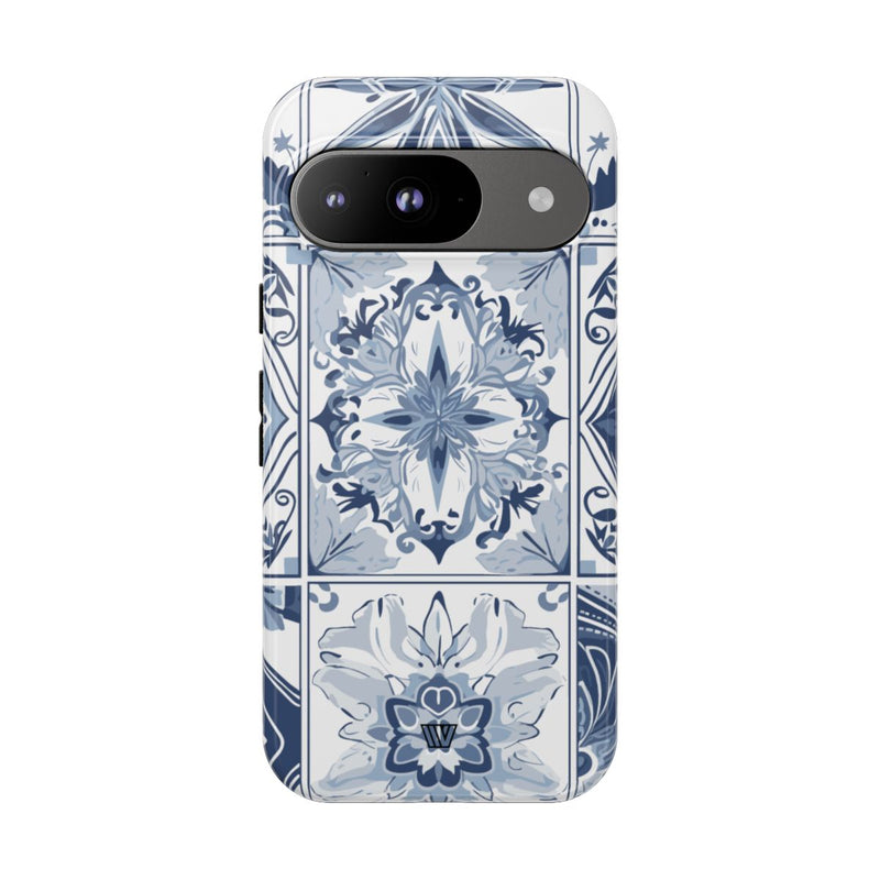 BLUE WHITE TILE | Tough Phone Case