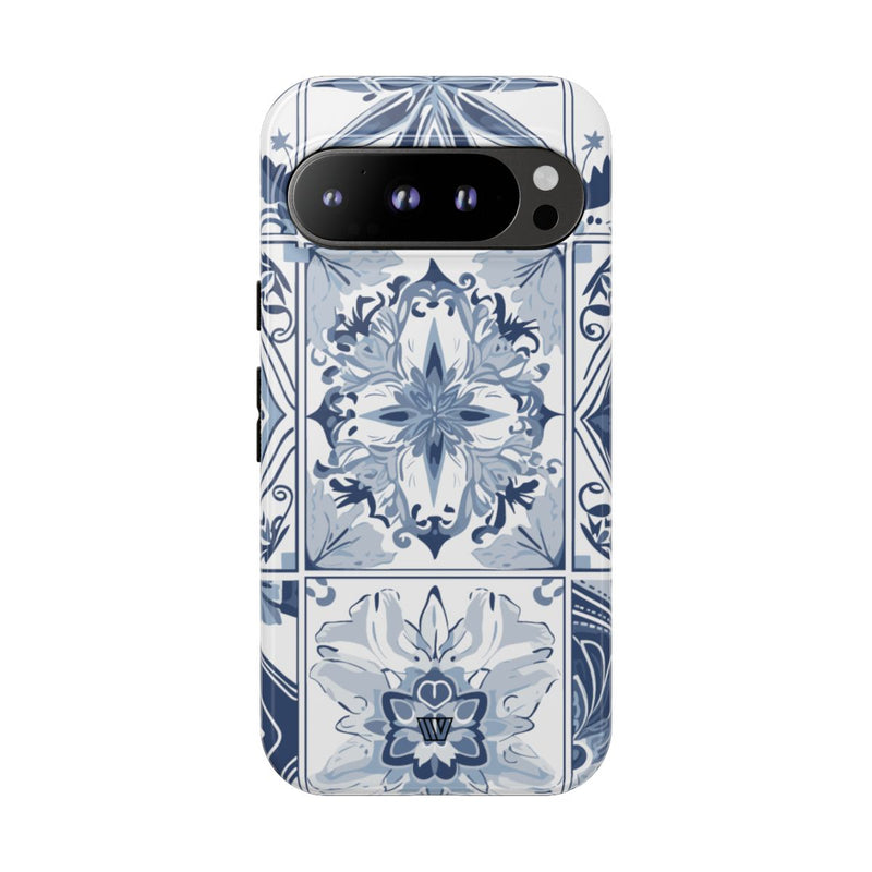 BLUE WHITE TILE | Tough Phone Case