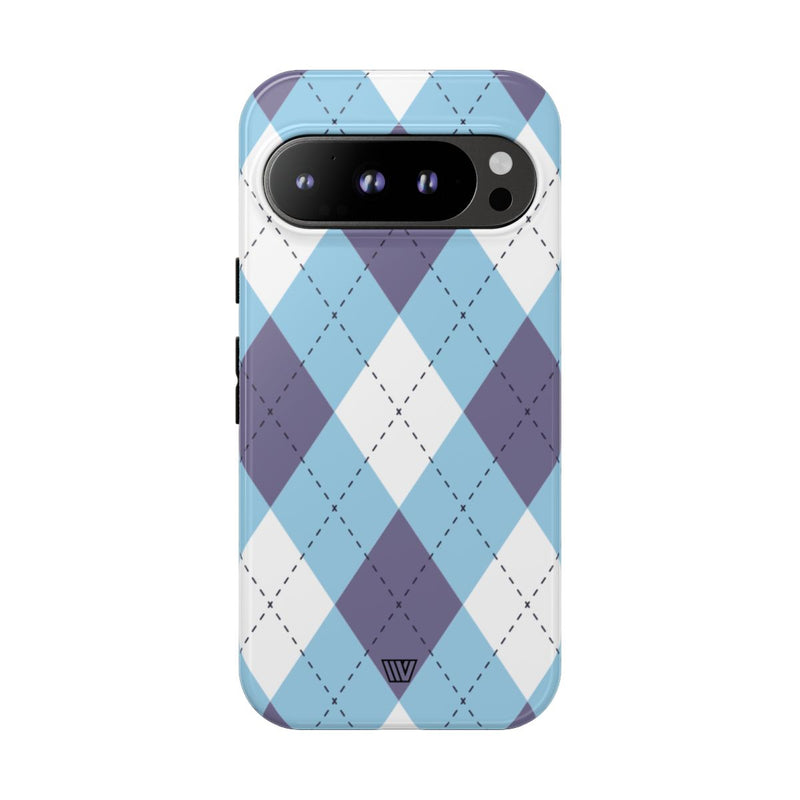 BLUE WHITE PURPLE ARGYLE | Tough Phone Case