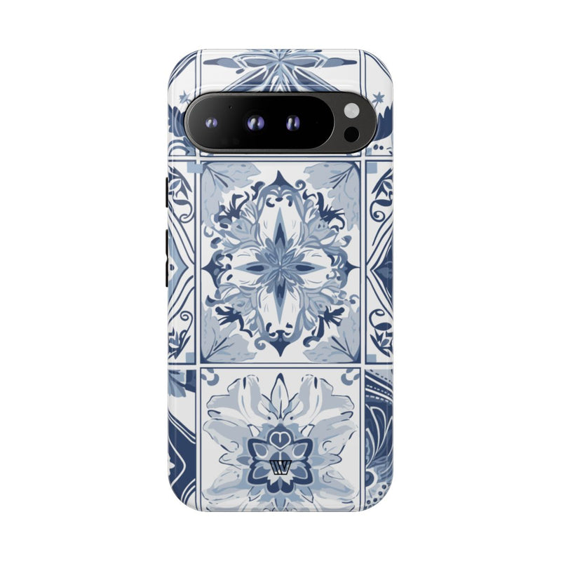 BLUE WHITE TILE | Tough Phone Case