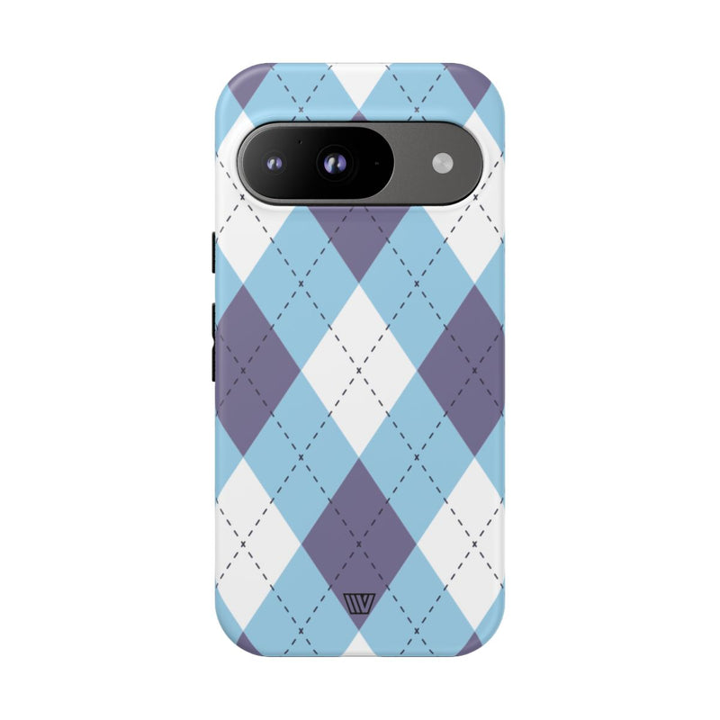 BLUE WHITE PURPLE ARGYLE | Tough Phone Case