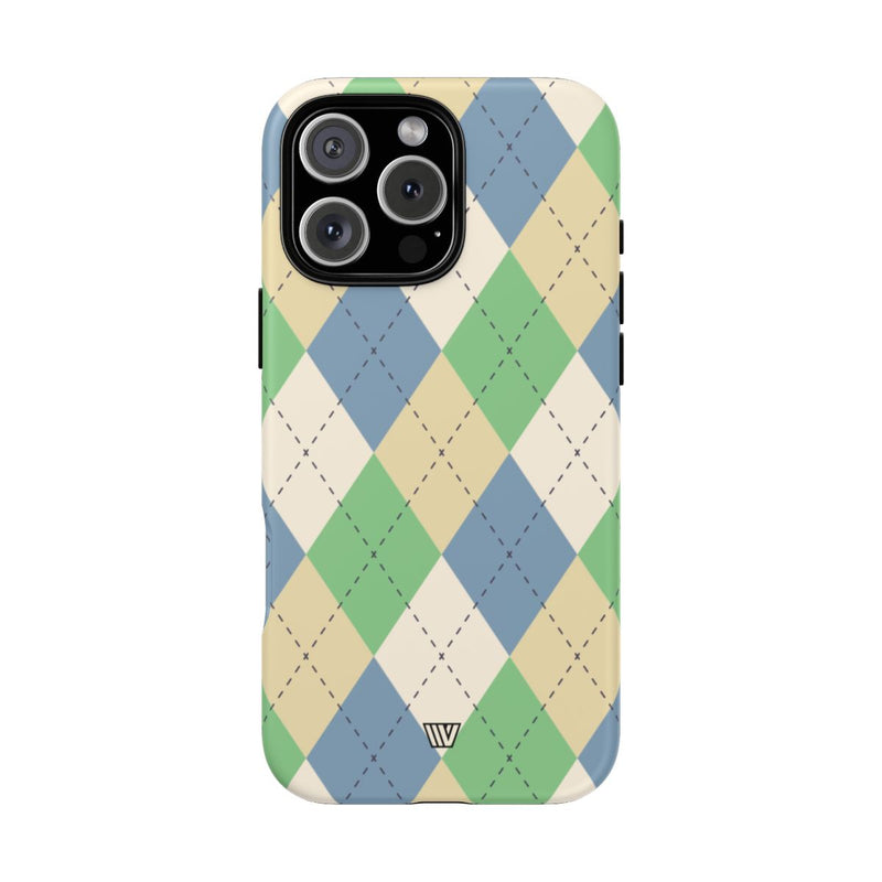 GREEN BLUE BEIGE ARGYLE | Tough Phone Case
