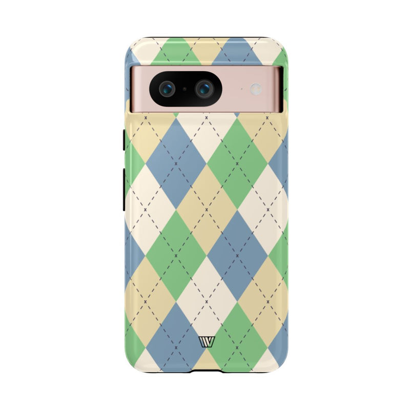GREEN BLUE BEIGE ARGYLE | Tough Phone Case