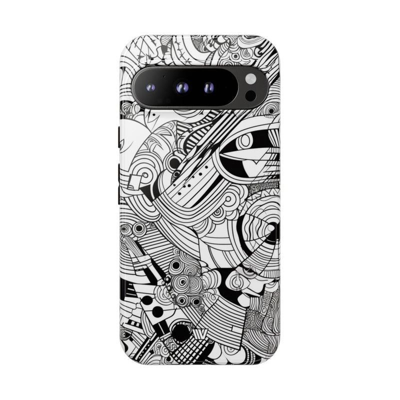B&W ABSTRACT DOODLE | Tough Phone Case