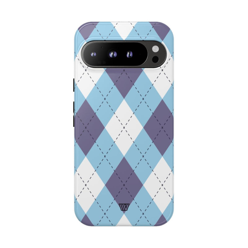 BLUE WHITE PURPLE ARGYLE | Tough Phone Case