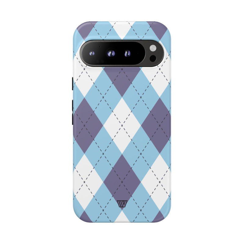 BLUE WHITE PURPLE ARGYLE | Tough Phone Case