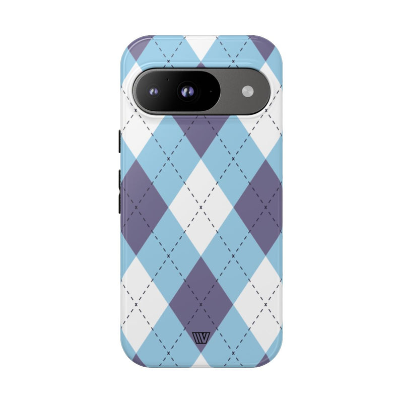 BLUE WHITE PURPLE ARGYLE | Tough Phone Case