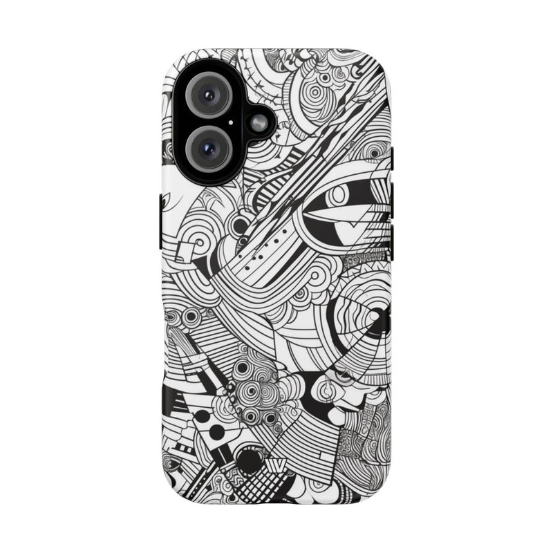 B&W ABSTRACT DOODLE | Tough Phone Case