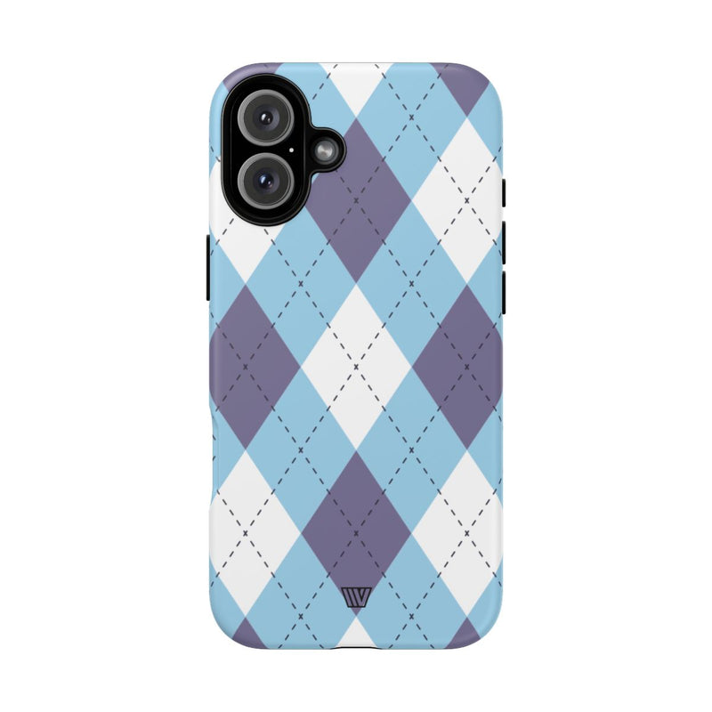BLUE WHITE PURPLE ARGYLE | Tough Phone Case