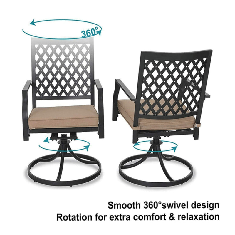 Sophia & William Outdoor Gas Fire Pit Table Set W/ Cushioned Swivel Dining Chairs, 5PCS (SAK63872)