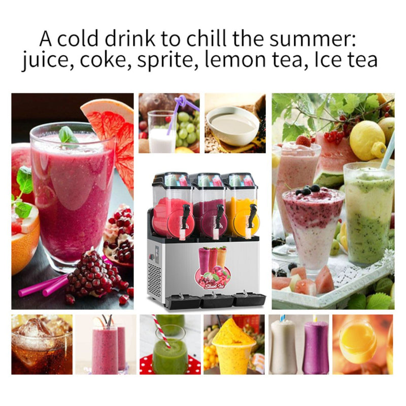 Premium Commercial Stainless Steel Slushy Machine With Triple Tank Advance Cooling, 45L (SAK52258)