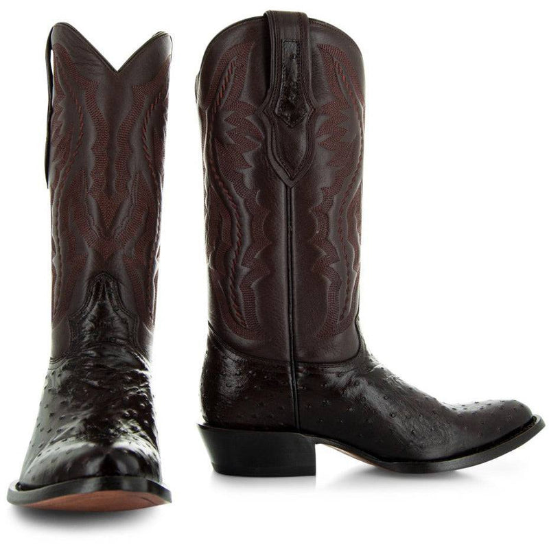 Men's  Brown Ostrich Print Cowboy Boots (H7002)