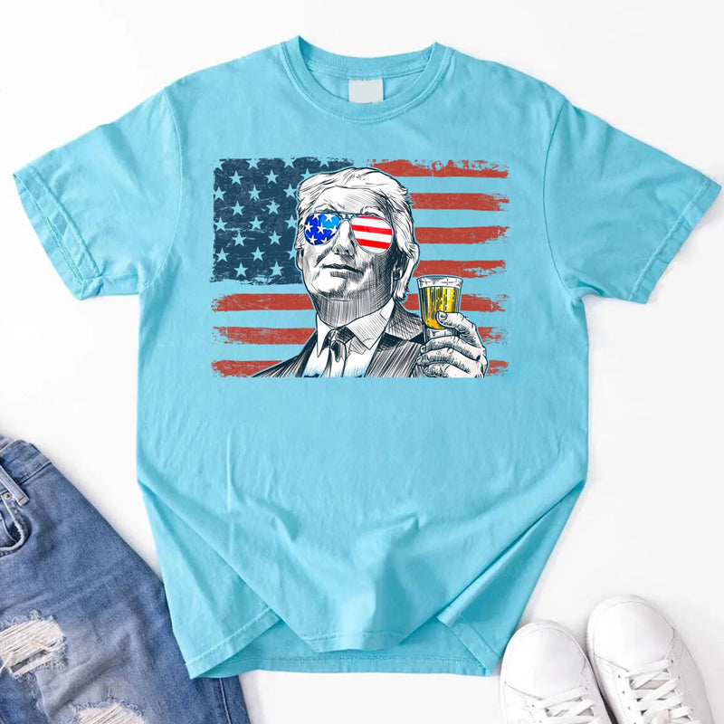 Donald Trump Drinking Party T Shirt Crew Neck Unisex