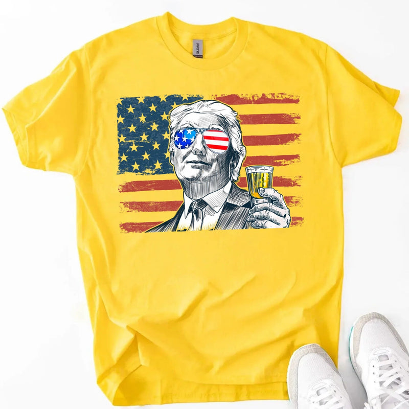 Donald Trump Drinking Party T Shirt Crew Neck Unisex