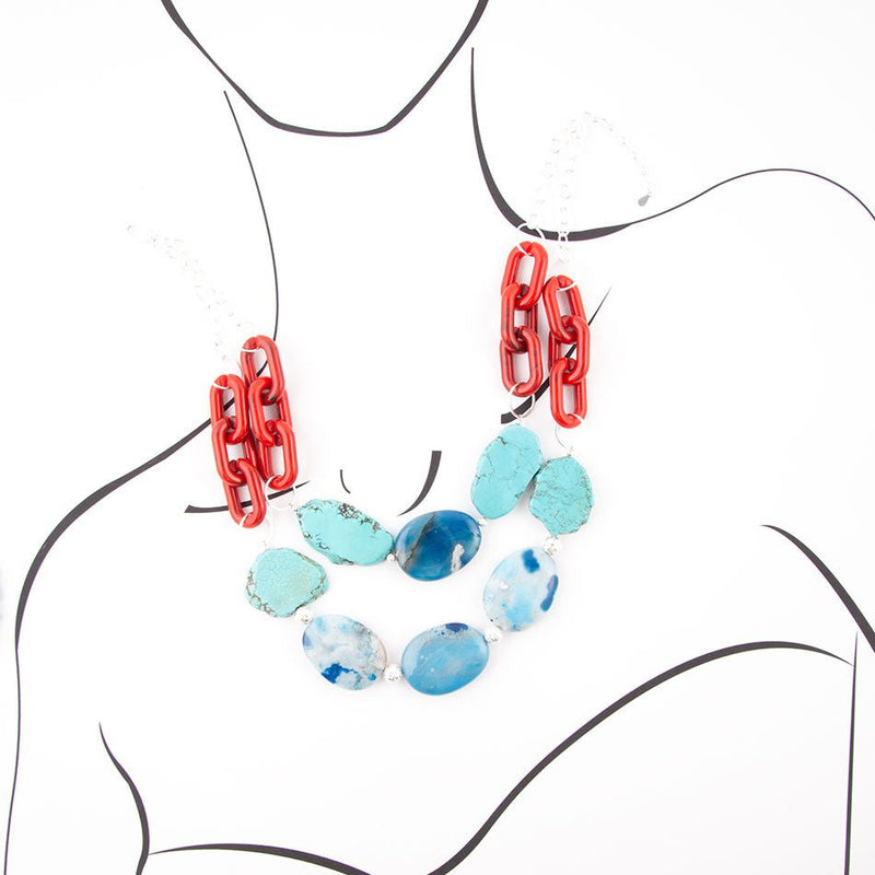 Southwest Mix Agate Statement Necklace