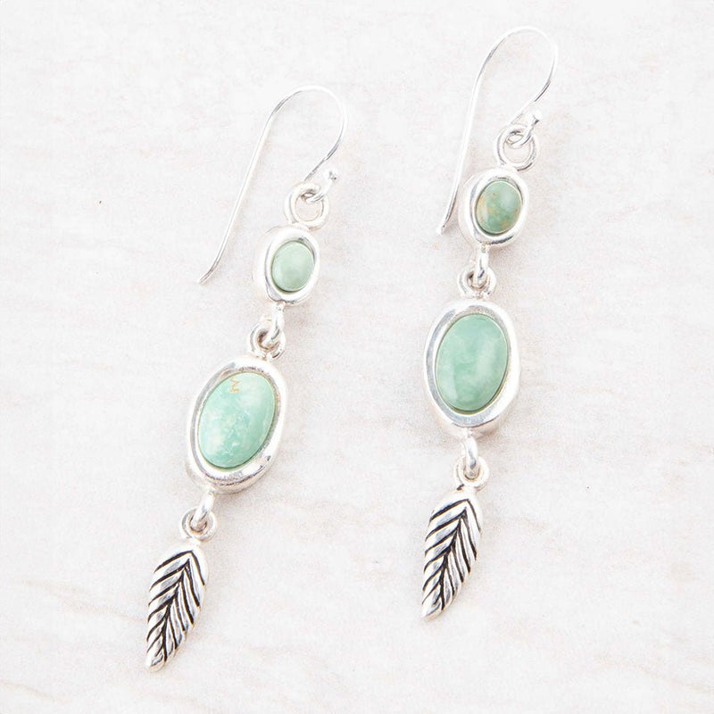 Splendor Turquoise Sterling Feather Earrings