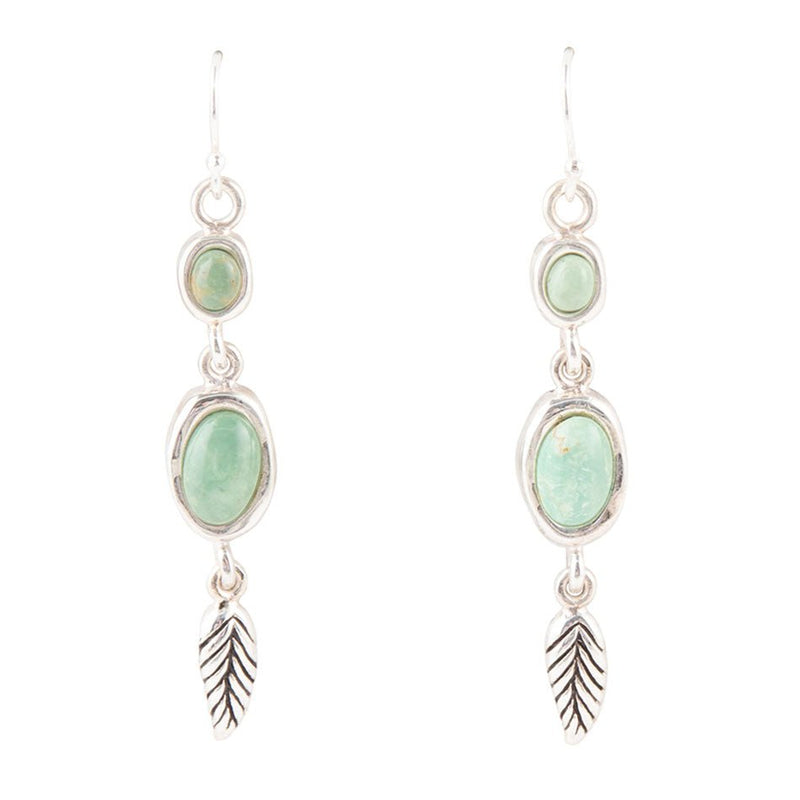 Splendor Turquoise Sterling Feather Earrings