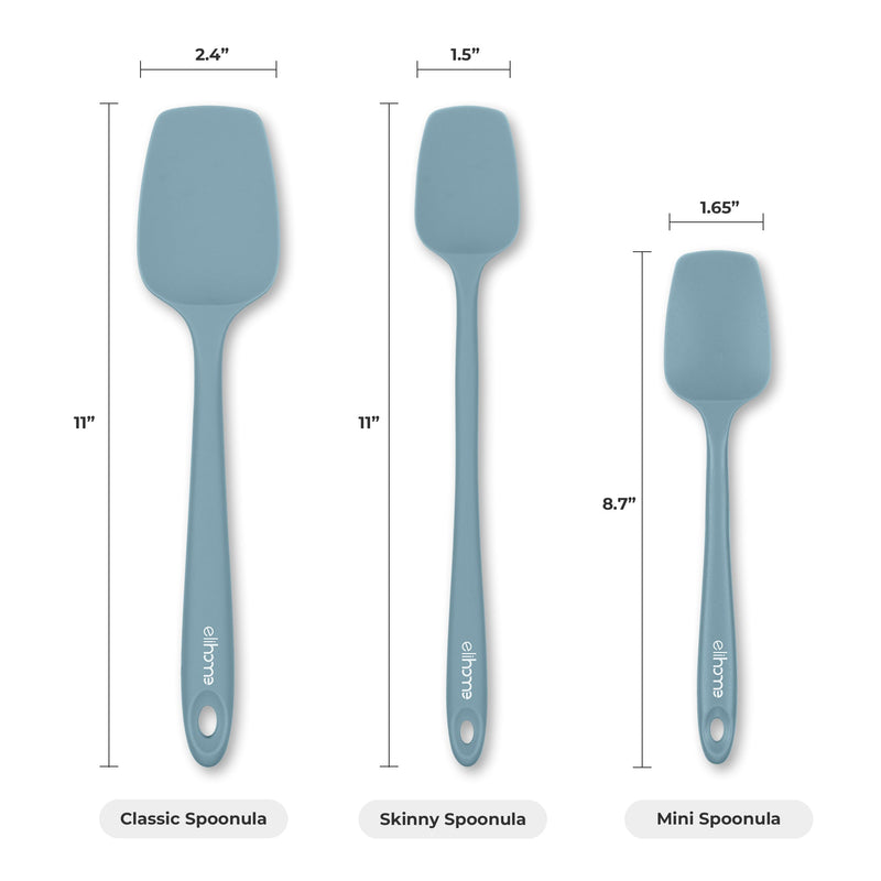 Elihome 8 Piece Silicone Spatula Set - Teal Grey