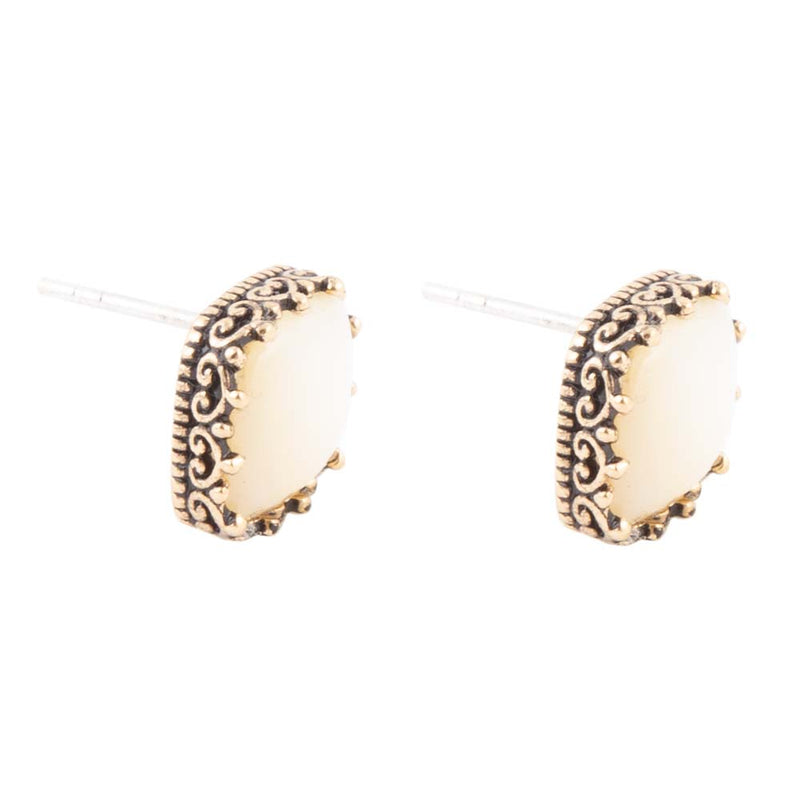 Squared Up Mother of Pearl Golden Stud Earrings