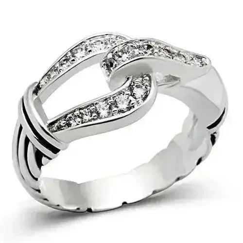 SS050 - Silver 925 Sterling Silver Ring with AAA Grade CZ  in Clear