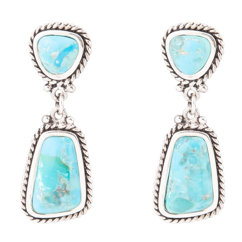 Statement Turquoise and Sterling Silver Roped Earrings