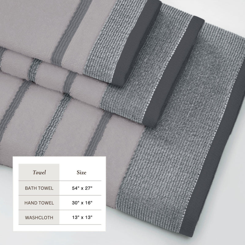 Decorative Cotton Stripe Bath Towel Set - Noelle Collection