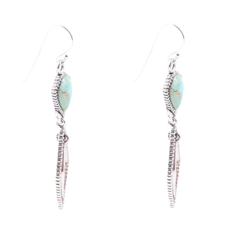 Sterling Silver and Turquoise Shield Drop Earrings