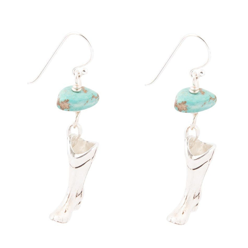 Sterling Silver Boot Charm and Blue Turquoise Earrings