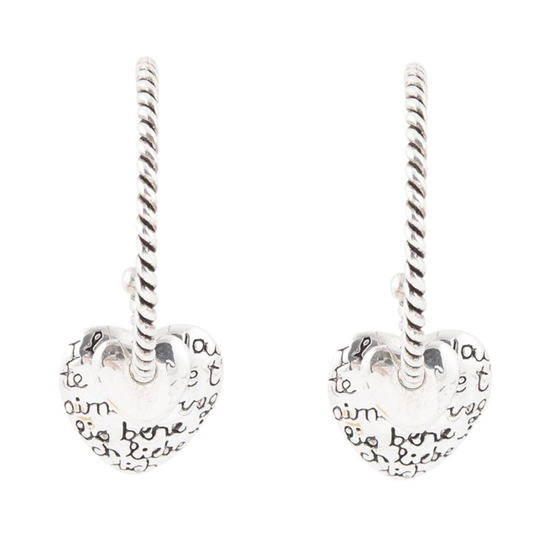 Sterling Silver Engraved Heart Hoop Earrings