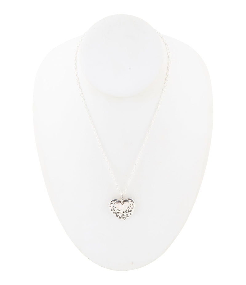 Sterling Silver Engraved Heart Pendant Neckalce