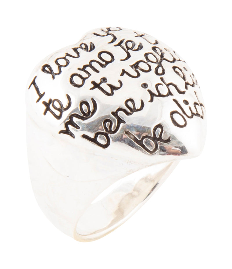 Sterling Silver Engraved Heart Statement Ring